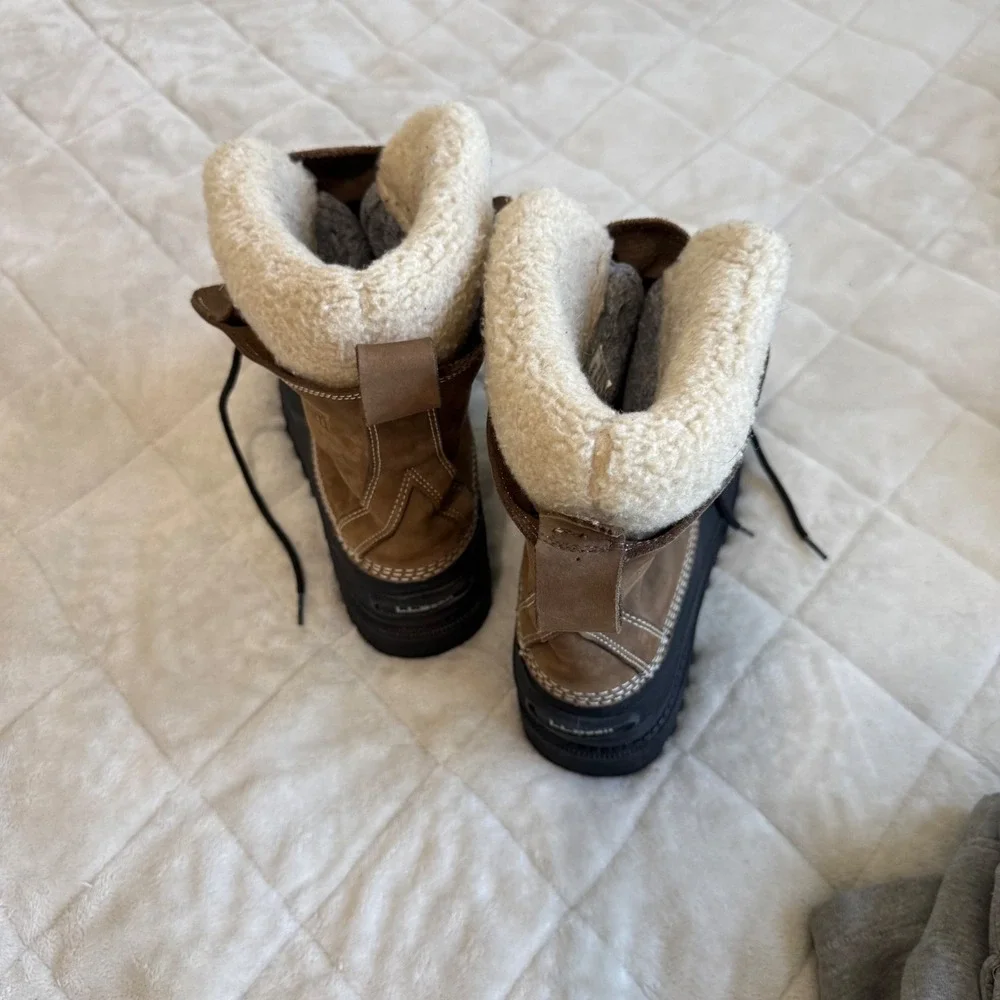 LL Bean Mens Wildcat Boots Brown Black Leather Waterproof Snow Winter 11 Medium